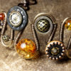 steampunk Jewelry made by CatherinetteRings - bracelet with vintage button modified with clock gears and amber steampunk buy now online