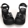 Gothic Black Lolita Platofrm Sandals White Cross Print Ankle Strap Buckle steampunk buy now online