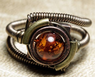 steampunk jewelry amber ring made by CatherinetteRings steampunk buy now online
