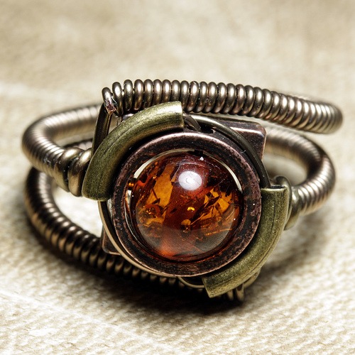 steampunk jewelry amber ring made by CatherinetteRings steampunk buy now online