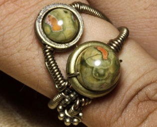 Steampunk Jewelry Ring made by CatherinetteRings with Rainforest Jasper Ryolite steampunk buy now online