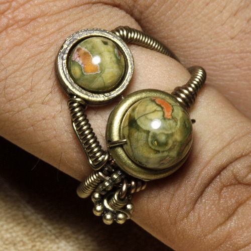 Steampunk Jewelry Ring made by CatherinetteRings with Rainforest Jasper Ryolite steampunk buy now online