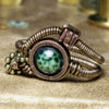 steampunk jewelry ring with green fire agate made by CatherinetteRings steampunk buy now online