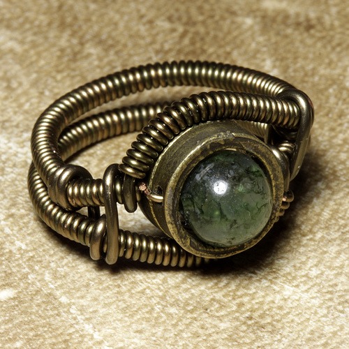 Steampunk Jewelry Ring made by CatherinetteRings with Green Moss Agate steampunk buy now online