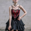 Burgundy Punk Gothic Dress Strapless Asymmetric Dress steampunk buy now online