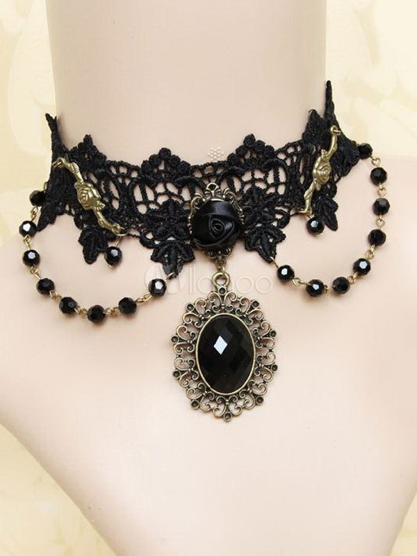 Gothic Black Acrylic Lolita Necklace steampunk buy now online