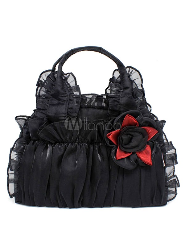 Sweet Ruffles Gothic Lace Synthetic Flower Lolita Bag steampunk buy now online