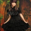 Gothic Black Layered Elastic Satin Chiffon Lolita Outfits steampunk buy now online