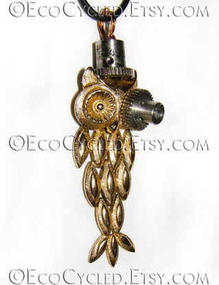 Steampunk Golden Owl with Gears Necklace steampunk buy now online