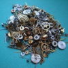 Vintage steampunk watch parts, 1/2 oz (14 grams) - Lots of tiny gears, wheels, hands and stems by TimeAndMaterials steampunk buy now online