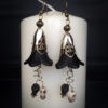 Gothic earrings flower and skull black and white - dark - grunge - emo - old school by Stormglitter steampunk buy now online