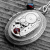 Brass Locket Necklace, Steampunk Locket, Swarovski Locket, Vintage Watch Locket, Brass Necklace, Red Swarovski Necklace by tasherajean steampunk buy now online
