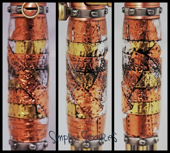 Handturned Bolt Action Steampunk Pen - Boiler Plate on Copper by SimplySoares steampunk buy now online