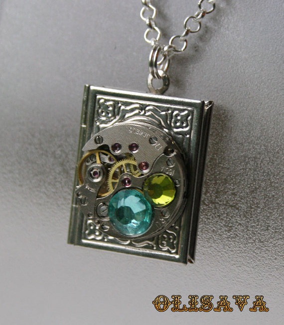 Steampunk jewelry. Steampunk Book pendant / locket / necklace , Steampunk jewelry by Olisava steampunk buy now online