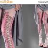 WinterSALE/// NEW light pink one size Elizabeth full length printed tights closed toe corset drawing pantyhose tattoo tights by tattoo socks by tattoosocks steampunk buy now online
