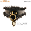 Sale: Cameo BDSM Collar Black Leather Lace Steampunk BDSM Bondage Hand Made in USA - Beautiful Victorian Slave and Fetish Choker Snaps/Locki by LiquidNymph steampunk buy now online