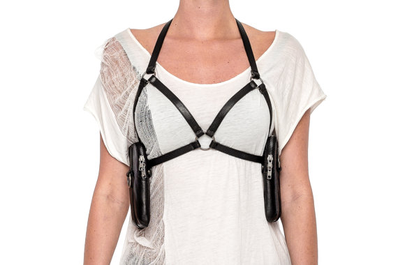 LINGERIE CAGE leather harness bra with removable pockets by JungleTribe steampunk buy now online