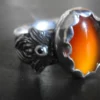Carnelian and Black Spinel Scalloped Aegean Silver Ring by TwistedLuster steampunk buy now online