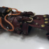 Steampunk Gauntlet (Right or Left) - Red Leather - Brass/Copper Hardware - Orange Lighting Effects by ModForgeLLC steampunk buy now online