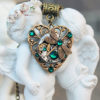 Steampunk vintage dragonfly necklace with swarovski emerald green crystals by DreamCloudJewelry steampunk buy now online