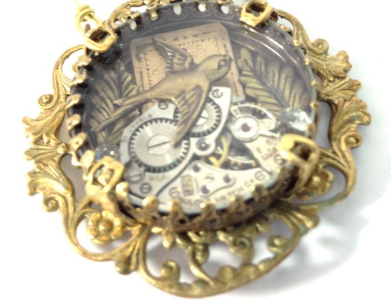 Sparrow Under Glass ... Steampunk by JewelsByNature steampunk buy now online