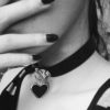 punk Rock Gothic Goth Kawaii Black Heart Lock Vegan Leather Choker Necklace , steampunk black clothing black style lolita by BlackLana steampunk buy now online