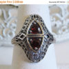 BLACK FRIDAY SALE Natural Garnet Two Stone Sterling Silver Filigree Ring/ Antique Vintage Art Deco Edwardian Style by PeacockVintageJewels steampunk buy now online
