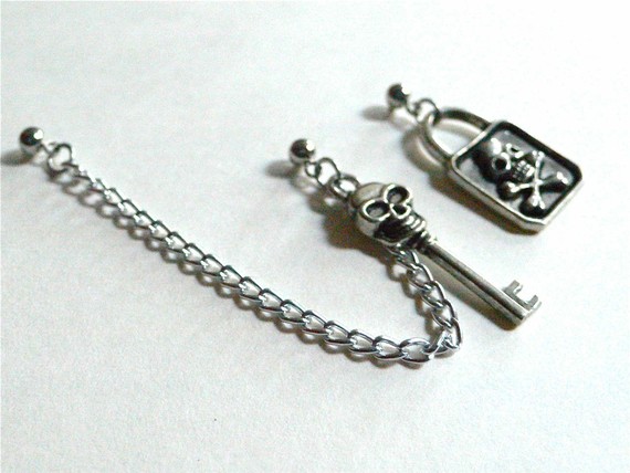 Pirate Lock and Key Cartilage Chain by DragonRose steampunk buy now online