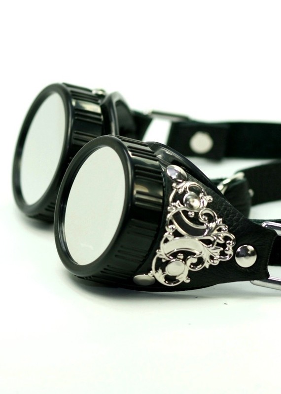 STEAMPUNK Goggles Black Smooth Leather by TheBlondeSwan steampunk buy now online
