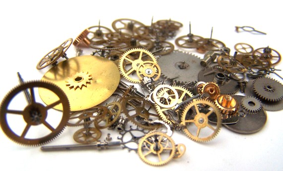 Steampunk Watch Pieces and Parts - 75 plus pieces of VINTAGE gears, wheels, cogs, hands, crowns, stems, etc. by AllGearedUp steampunk buy now online