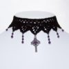 Gothic Lace choker with Amethyst celtic cross and Swarovski cascade - IMMORTAL goth by DarkEleganceDesigns steampunk buy now online
