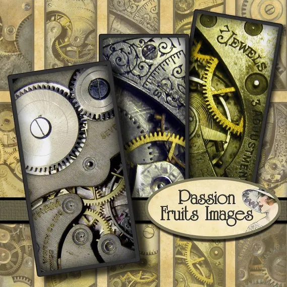 Clockwork Watch movements 1x2 inch Domino Tiles digital collage sheet-- Instant Download by PassionFruitsImages steampunk buy now online