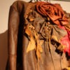 showdiva designs Distressed Leather Asymmetrical Jacket Sculpted Flowers n Fringe Ties by showdiva steampunk buy now online