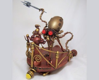 Steampunk Octopus Chariot Tentacles Wood Victorian Vehicle with Goggles and Trident by buildersstudio steampunk buy now online