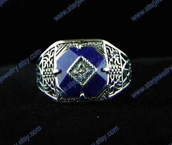 Steampunk Vampire Diaries Caroline ring with natural blue lapis stone---925sterling ring by StarJewellry steampunk buy now online