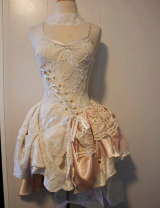 Made to Order - White and Off White Vintage Whimsical Merlot Dress by PatchedJester steampunk buy now online
