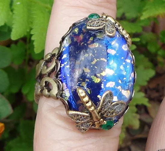 ON SALE Vintage Crystal Dragonfly Ring by STEAMPUNKitis steampunk buy now online