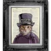 STEAMPUNK Cat Decor, DICTIONARY Art Print, Dictionary Paper, Gray Tabby CAT Wall Art Cat Drawing Cat Clothes Artwork Cat Poster, Uniform Cat by GoGoBookart steampunk buy now online