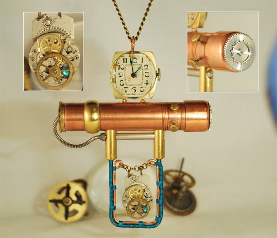 Handcrafted Steampunk Pendant Necklace, handmade Ladies Mens jewellery accessories, cosplay costume weddings by CosmicRobot1 steampunk buy now online