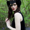 Black swan velvet flower headpiece, velvet rose crown, bridal beaded headdress by rougepony steampunk buy now online