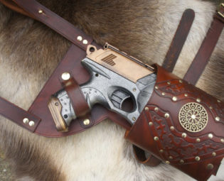 Hand Carved Leather Nerf Maverick / Strongarm / Hammershot Holster by JacklynHyde steampunk buy now online
