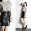 Vintage 80s 90s Tight Black Leather Body Con High Waisted Pencil Mini Skirt XS by HelloSidney steampunk buy now online