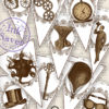 Printable Steampunk Banner eco Bunting party banner save ink instant download digital collage sheet VDBAST0999 by VectoriaDesigns steampunk buy now online