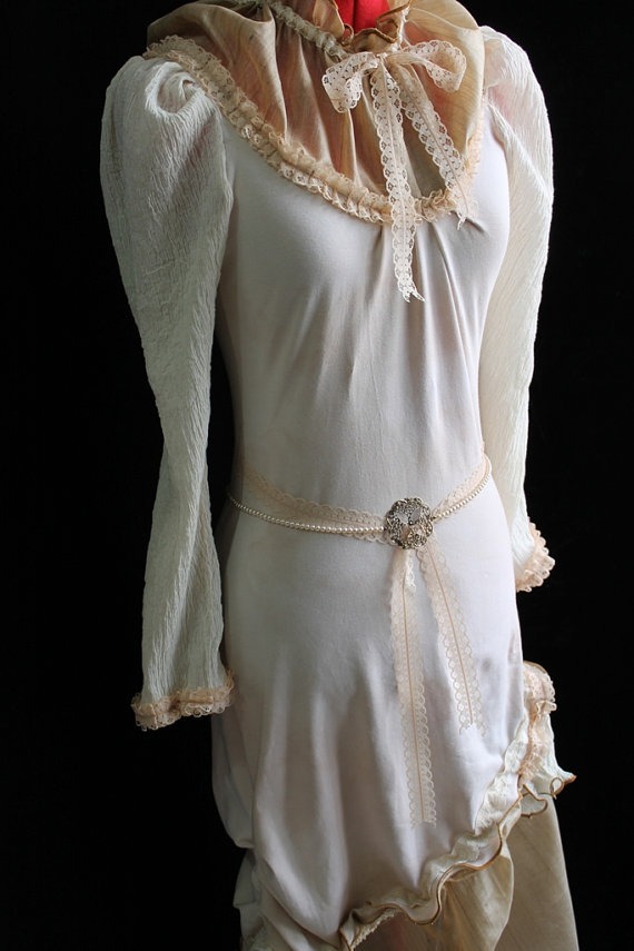 Victorian Steampunk Dress (Rustic Steam Woodland in Cotton & Cruelty-free Wild Silk) Custom Size by VentriloquistCourt steampunk buy now online