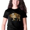 Ladies T-shirt Steampunk Buffalo Alison Kurek rust belt bison steel plant black gold mosaic gears by InspiredBuffalo steampunk buy now online