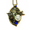 Steampunk Necklace, Owl Necklace, Steampunk Jewelry Steampunk Owl, Oval Collage Pendant, Blue, Clock, Vintage Watch Parts, Bird, Steam punk by OneStopSteamShoppe steampunk buy now online
