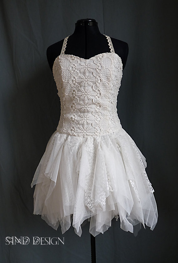 SHORT WEDDING DRESS boho steampunk fairy pixie elven bohemian by SINDdesign steampunk buy now online