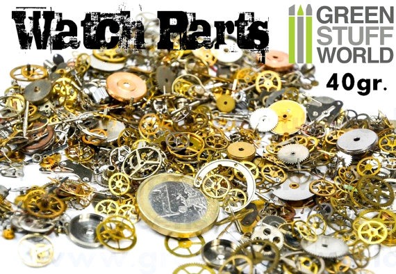 Set 40gr. - WATCH PARTS Mechanisms Mix - sizes 1-12mm - Steampunk set - 1.000 Real Watch pieces by GreenStuffWorld steampunk buy now online