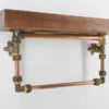 Wooden bathroom shelf with towel rail / rack. Wood, copper and brass. Gorgeous reclaimed / recycled timber. Industrial, steampunk, rustic. by WhoTheDickens steampunk buy now online