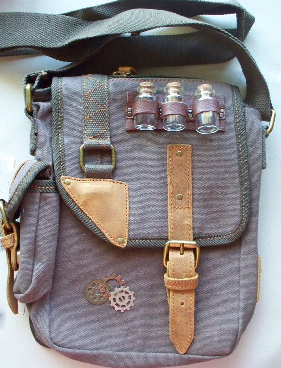 Time Travelers Satchel ~ Steampunk Gear Cross Body Bag by SteamingMadd steampunk buy now online